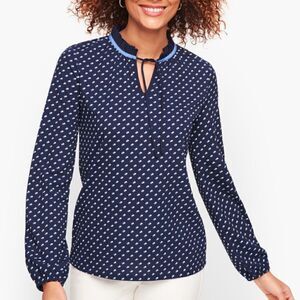 Talbots Tie Neck Pleated Top Size MP